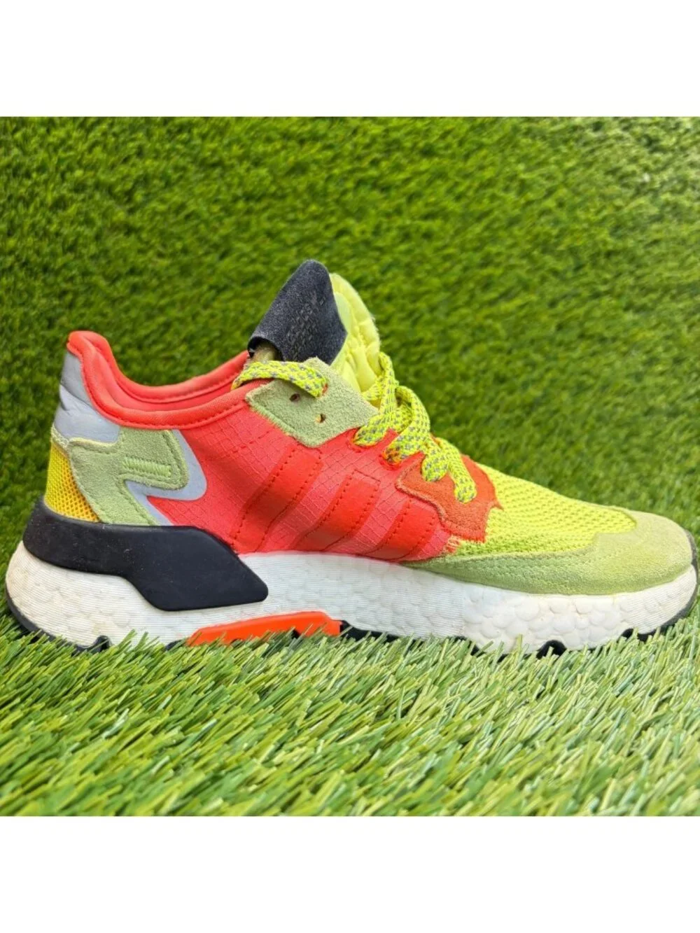 Adidas Nite Jogger Size? Boys Size 5Y Neon Orange White Athletic Shoes Sneakers